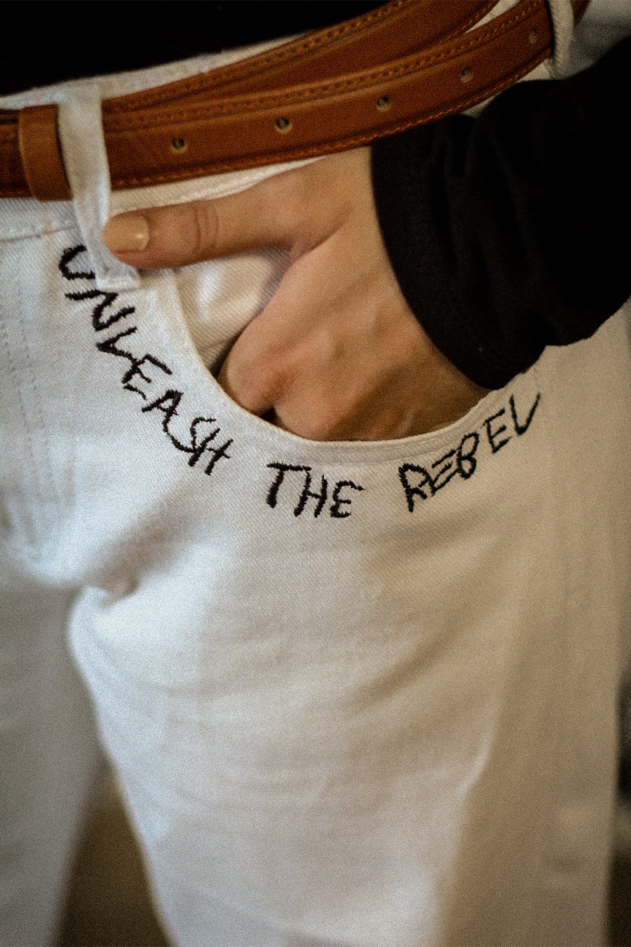 "Rebel" Wide-Leg Jeans - Pure White #0042 For Her