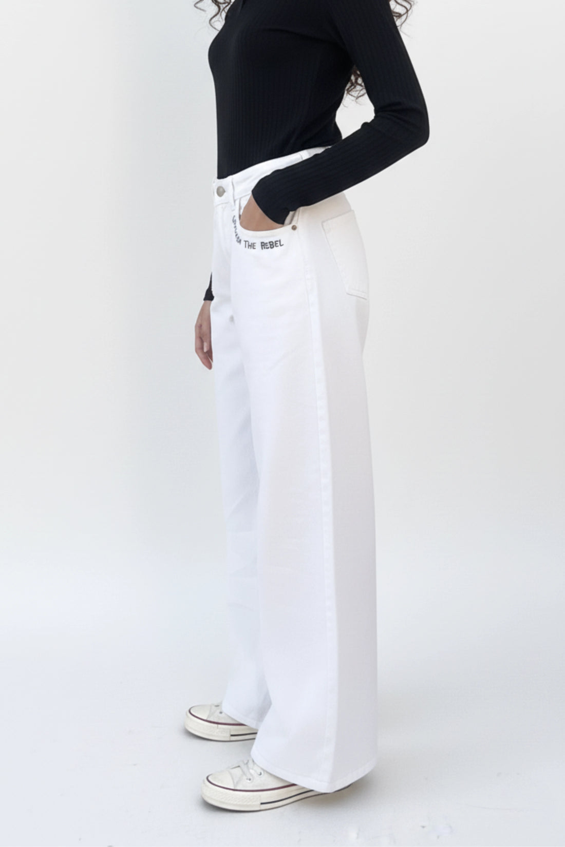 Wide-Leg Jeans - Pure White Denim #0042 For Her