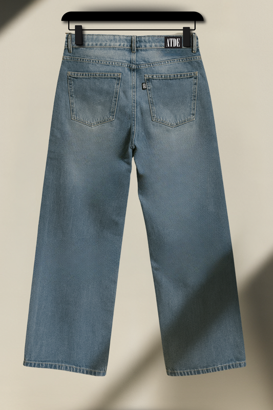 Wide-Leg Jeans - Sky Blue  “Baddie” Embroidery #0041 For Her