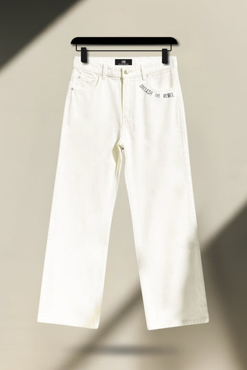 Wide-Leg Jeans - Pure White Denim #0042 For Her