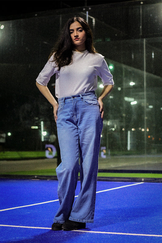 "Baddie" Wide-Leg Jeans - Sky Blue #0041 For Her