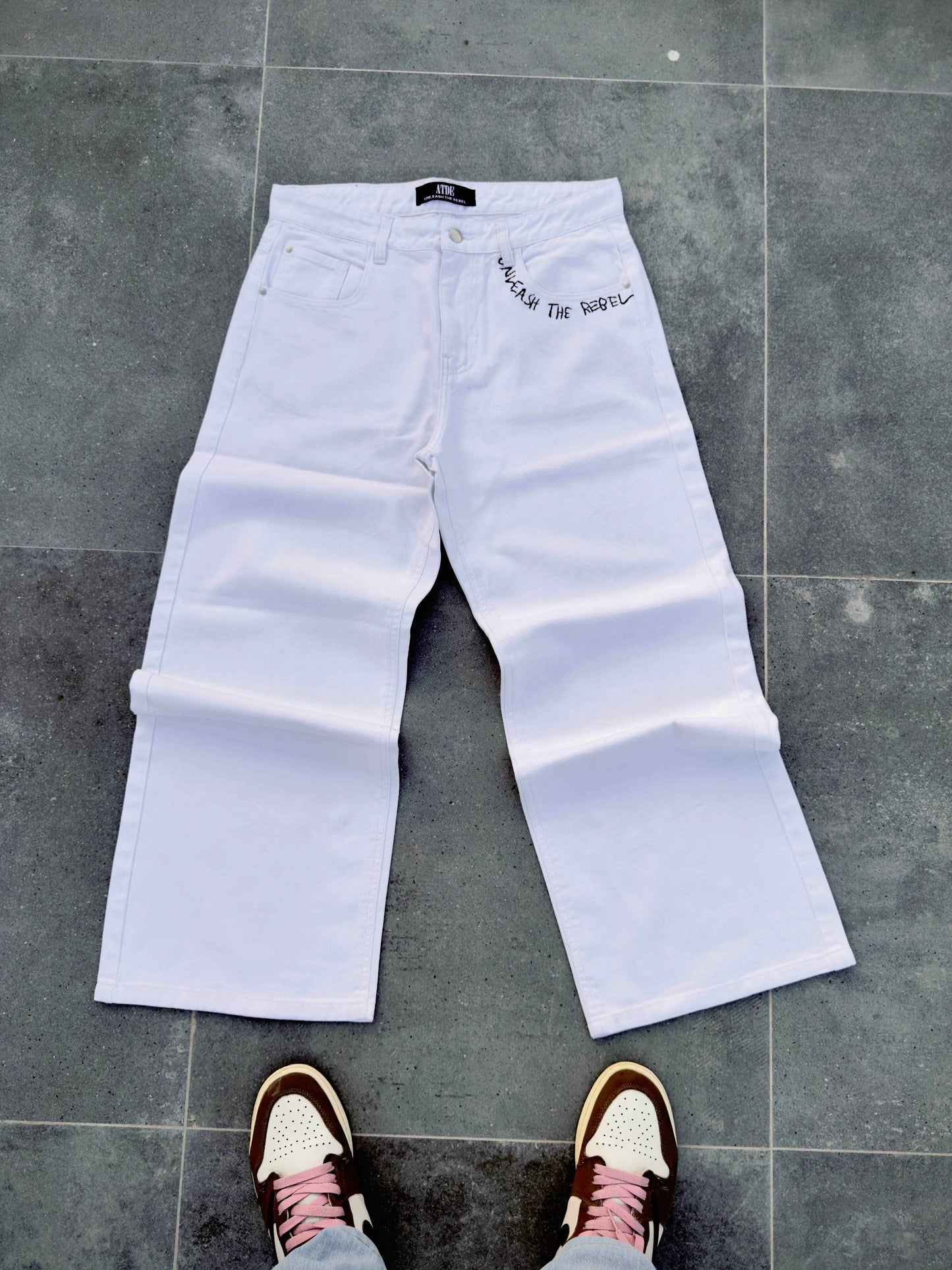 "Rebel" Wide-Leg Jeans - Pure White #0042 For Her